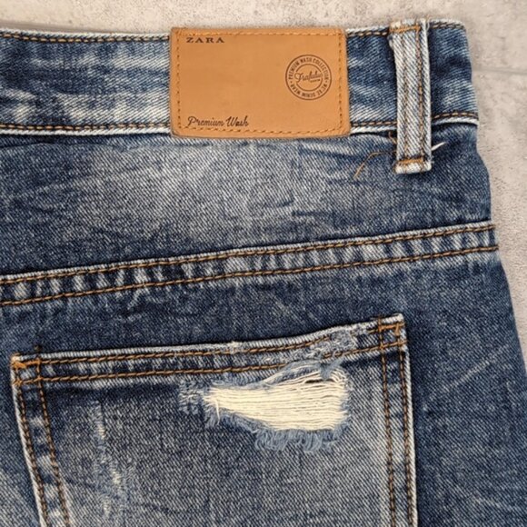 3/$20 Zara Trafaluc Denim Shorts High Rise Micro Distressed Ripped Jean Cut Off - Picture 9 of 10